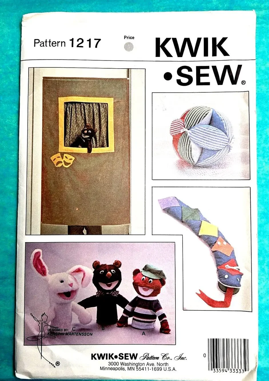 Vintage Kwik Sew 1217 Puppet Sewing Pattern Toys Puppet Theater Ball Snake